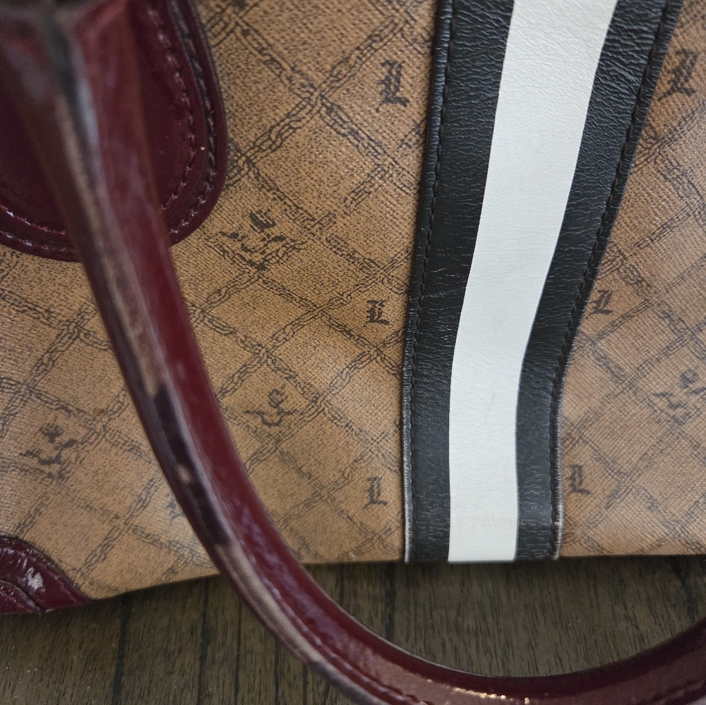 L.A.M.B. Tan and Burgundy Tote Bag - Picture 9 of 9